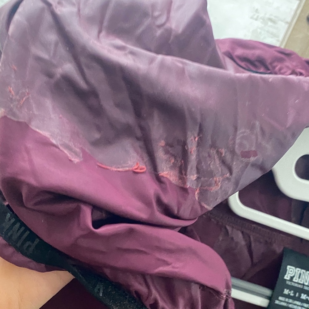 VS PINK Maroon Windbreaker 1/2 Zip Jacket with Hood & Pockets - Picture 7 of 7